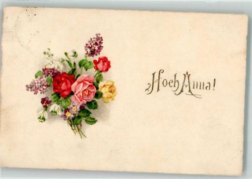 1926 Ein bunter Blumenstrauß mit Rosen und Veilchen Hoch Anna!