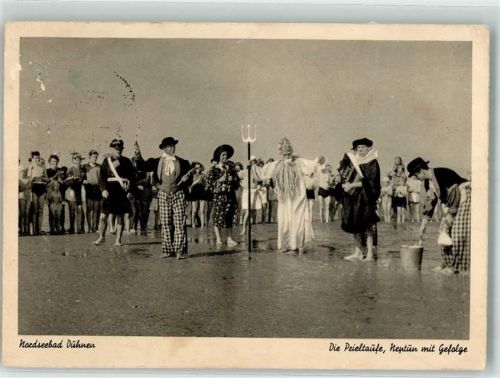 Duhnen 1954 Prieltaufe Neptun mit Gefolge