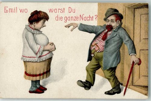 Verlag WSSB Nr. 102 WS + SB Wilhelm S. Schröder Berlin Humor Ehe , wo warst Du die ganze Nacht