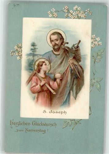 St. Joseph Glückwunsch Namenstag Lithographie