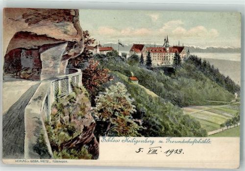 Heiligenberg 1913 mit Schloss Heiligenberg und Freundschaftshöhle