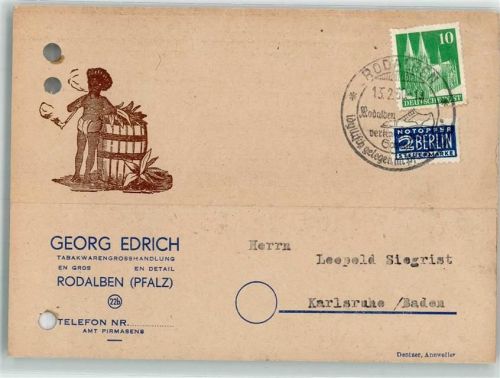 Rodalben Georg Edrich Tabakwarengroßhandlung gelocht