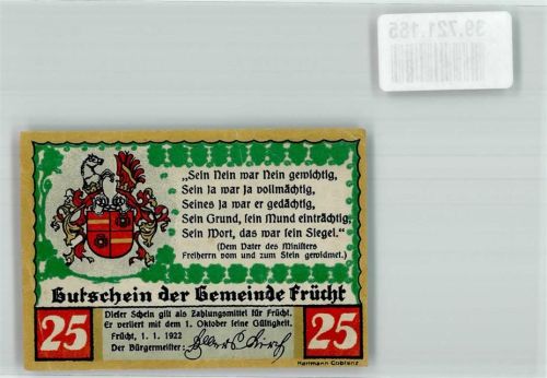 Frücht 1922 25 Pfennig