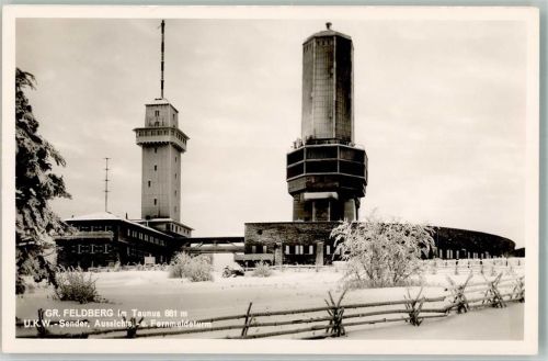 61389 W6384 Feldberg , Taunus Foto AK Aussichtsturm Fernmeldeturm UKW-Sender Winter