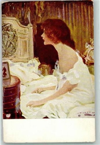 Serie V, 6 sign. Paul Rieth , die Braut im Schlafzimmer Jugendstil