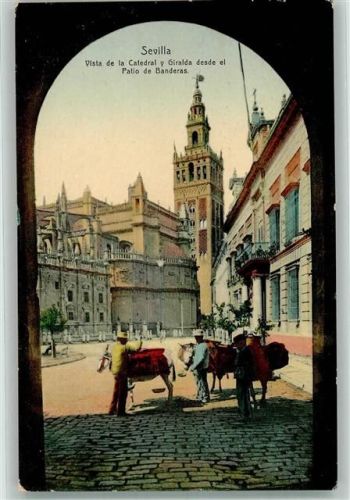 Sevilla 1910 Esel Kirche Catedral y Giralda