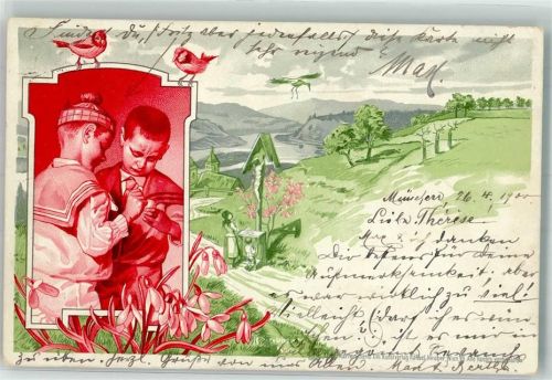 1900 Ostern Kinder Matrosenanzug Flurkreuz Kunstverlag Rafael Neuber Serie XVII.
