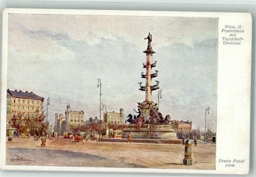 Wien sign. Pendl, Erwin Praterstern Denkmal Tegetthoff B.K.W.I. 182-4