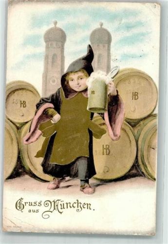 München 1907 Prägedruck Hofbräuhaus Bierkrug Frauentürme