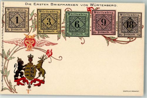 Ersten Briefmarken von Württemberg Wappen Verlag Menke-Huber Briefkartenbörse
