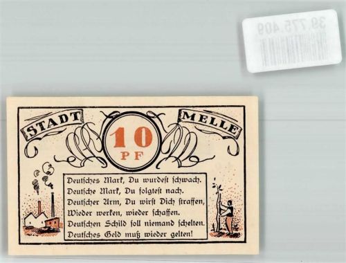 Melle 1920 10 Pf. Gutschein Kartoffelnot