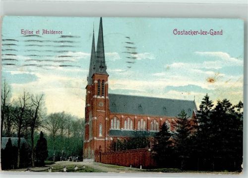 Oostacker 1918 Kirche Feldpost WK I Kaiser.Deutsche Feldpost
