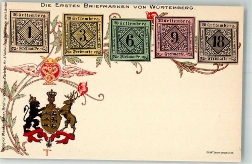 Ersten Briefmarken von Württemberg Wappen Verlag Menke-Huber Briefkartenbörse