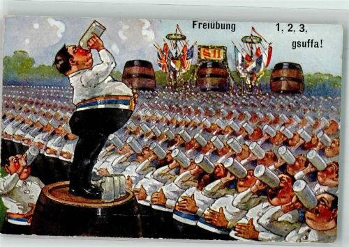 Humor Freiübung Masse trinkt Bier