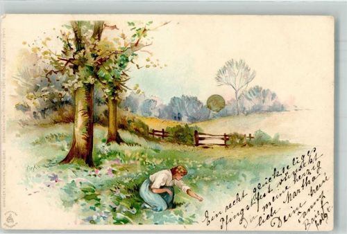 1899 Sonnenschein Karte Serie IV Frau auf der Wiese