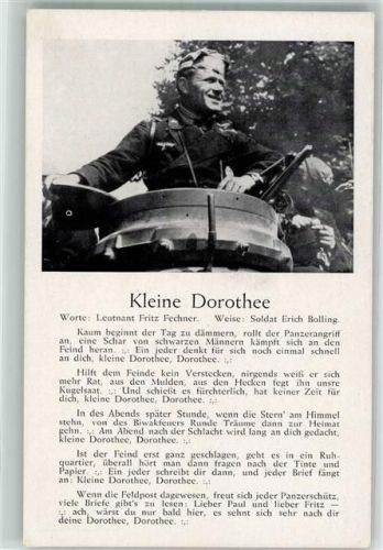 Deutscher Panzersoldat Text des Liedes Kleine Dorothee von Fechner/Bolling Verlag Robert Franke