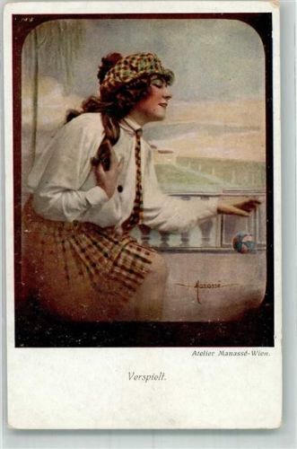 1927 Nr. 406-3 Atelier Manasse-Wien Frau verspielt Ball