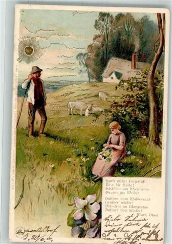 1901 Sonnenschein Karte Serie XIII Hirte Gedicht von Mart. Blum