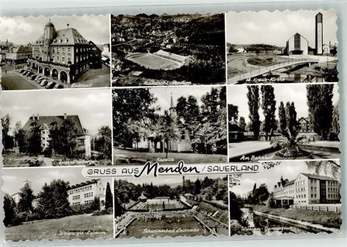 Menden Rathaus Jugendherberge Schwimmbad Kirche Bahnhof Gymnasium