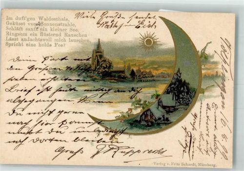 1899 Spruch Landschaft Bahnpost Zug 203