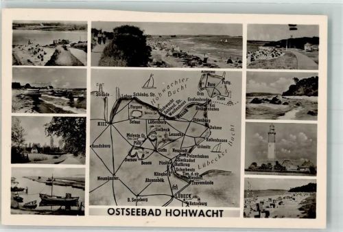 Hohwacht Landkarte von Ostholstein Fischereihafen Leuchtturm Strand Steilküste Verlag Julius Simonsen Nr. 50