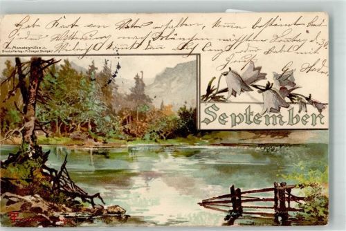 1900 September sign. Guggenberger Blumen Landschaft