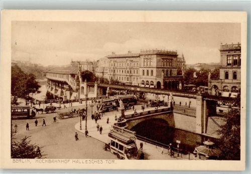 Kreuzberg 1911 Hochbahnhof Hallesches Tor Straßenbahn Omnibus Fotograf Gustav Mandel