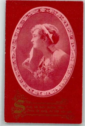 1917 Verlag WS & SB Serie 1157/6 Bilderrahmen mit Rosenblüten Frau träumt