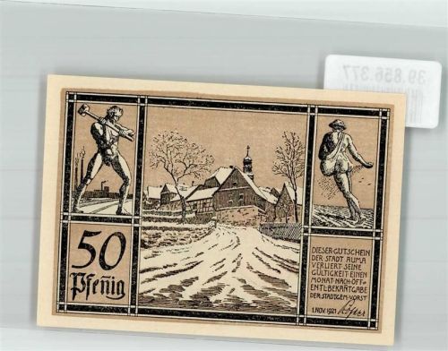 Auma 1921 50 Pfennig Bauer und Schmied Liebfrauenkirche im Winter