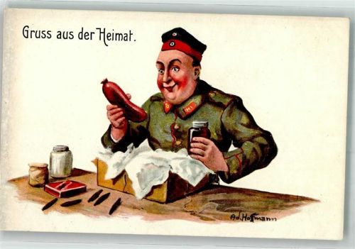 Dicker Landser in Uniform mit einer dicken Wurst Humor Zigarre WSSB No. 931 WK I