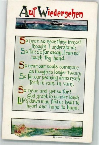 Dampfer Kutsche Gedicht Auf Wiedersehen Verlag Rheintal und Newman Nr.36