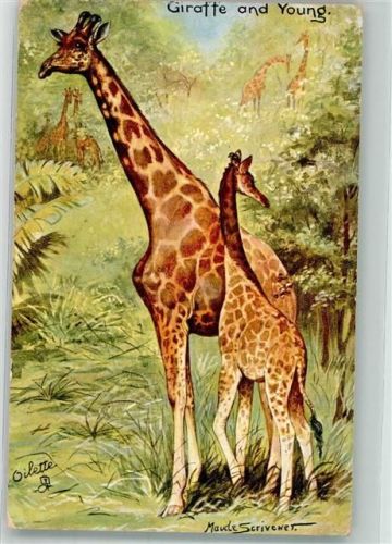 Giraffen sign. Scrivewer Maude Tucks Oilette Nr.9154