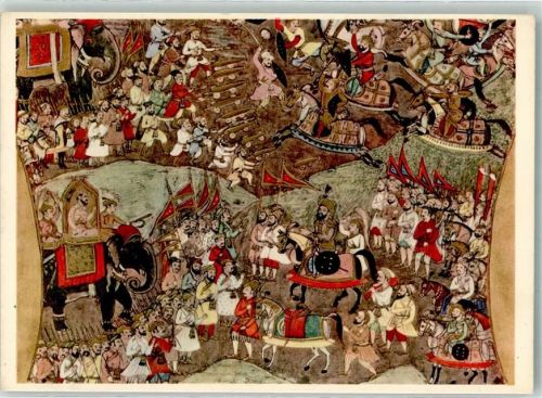 Truppenschau und Schlacht Indische Miniaturen Kunstverlag Max Jaffe Nr. 379 Bildkarte