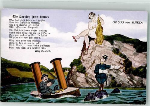 Gruß vom Rhein Comic Gedicht Jux AK