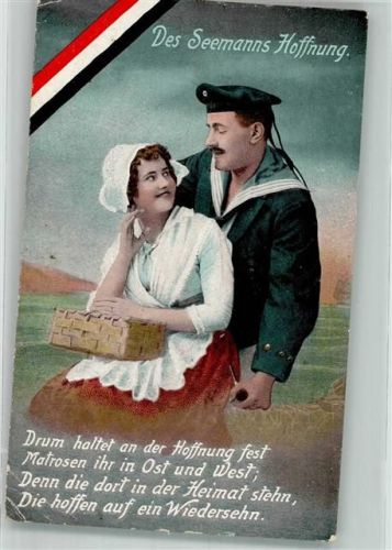 1917 Matrose in Uniform mit seiner Liebsten im Arm Schwarz-Weiß-Rot Feldpost WK I Bayer. Res.-Inf.-Batl.