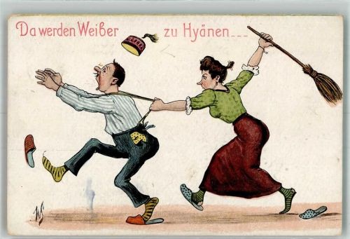 1925 Verlag SW + SB Nr. 16 Frau mit einem Besen sign. Scheuermann