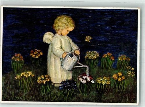 Nr. 358 Engel Gießkanne Blumen Schmetterling