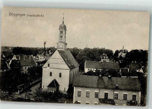 73571 W7071 Göggingen , Württ 1915 Gebrauchsspuren Kirche St. Georg und Michael