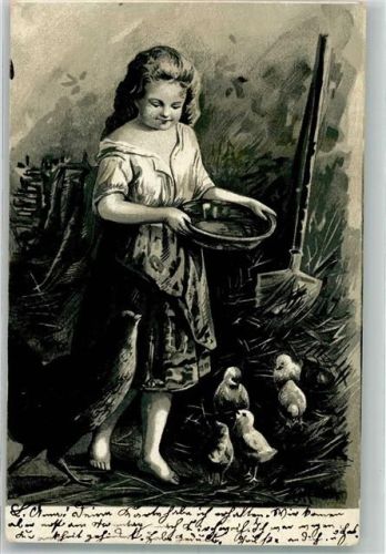 1905 Rembrandt Serie I unsere Lieblinge Mädchen beim Füttern