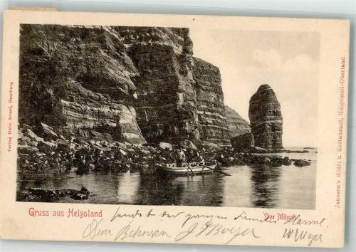 Helgoland 1901 Steilküste mit dem Mönch