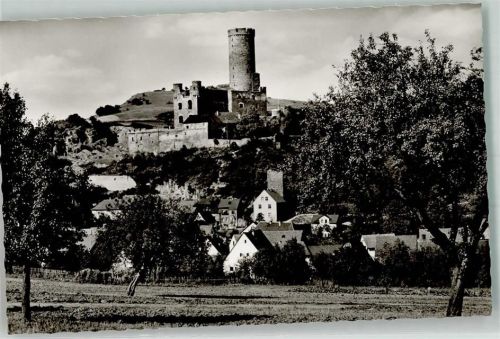 65558 W6251 Burgschwalbach Foto AK Burg Schwalbach über den Dächern der Altstadt