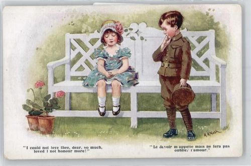 Poesie , sign. A.Anash Kinder in Uniform Künstlerkarte