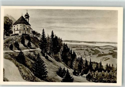Siegsdorf Maria Eck mit Chiemsee Künstlerkarte