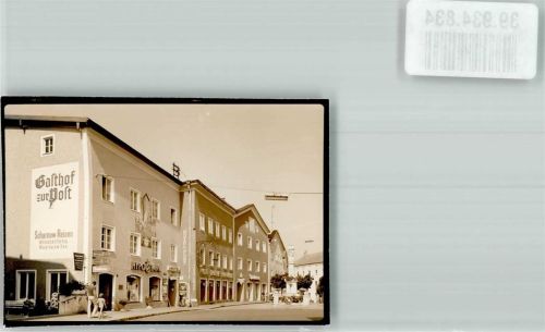 Waging Gasthaus Hotel zur Post Hypobank Sparkasse Foto Original aus Archiv eines Ansichtskartenverlags Ort handschriftlich