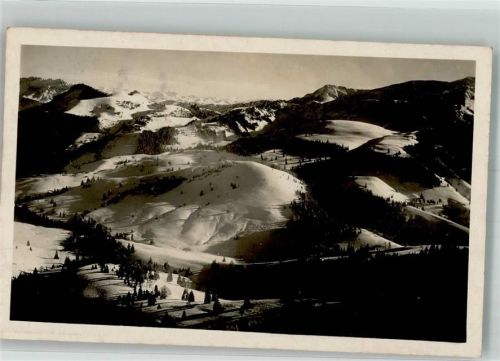 Sudelfeld 1930 Blick über die verschneite Berglandschaft Fotograf Baader Hüttenstempel