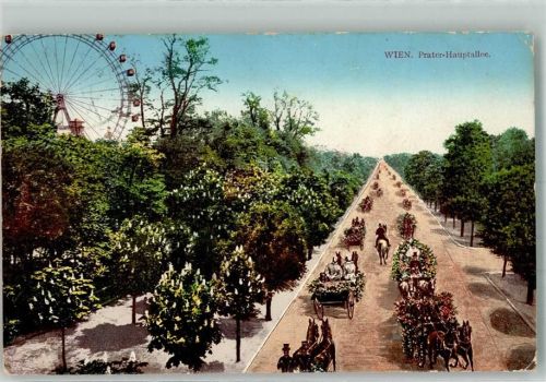 Wien 1912 Prater Hauptallee Riesenrad