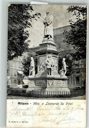 20100 Milano 1905 Foto AK Denkmal Leonardi da Vinci