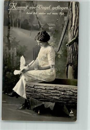 1916 Brieftaube bringt junger eleganten Frau einen Brief PH 5206 Feldpost WK I Ohligs