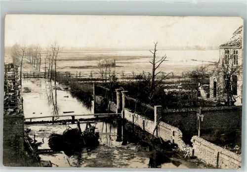 Zerstörte Häuser Hochwasser Trümmerort Foto AK