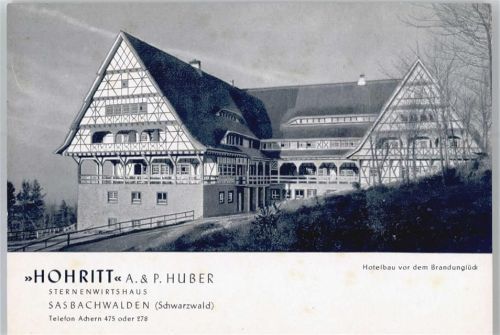 Sasbachwalden Sternenwirtshaus Hotel Hohritt vor dem Brandunglück